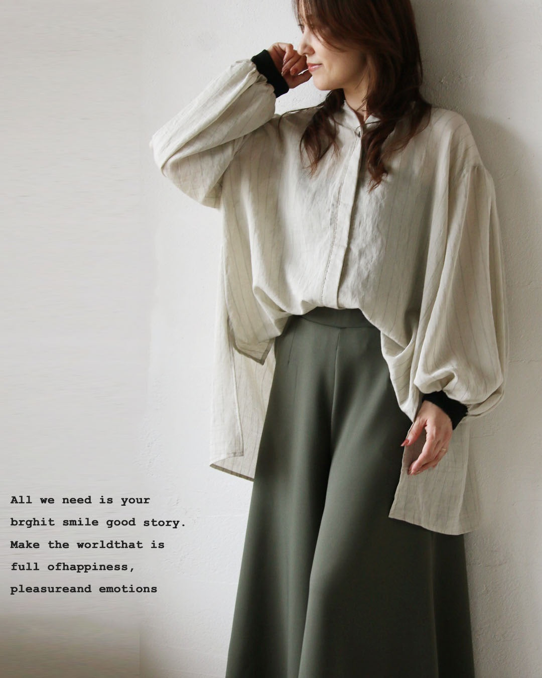 オトナ OTONA ラクなのに、こなれ見え 大人のためのゆるストライプシャツ （アイボリー） アイボリー