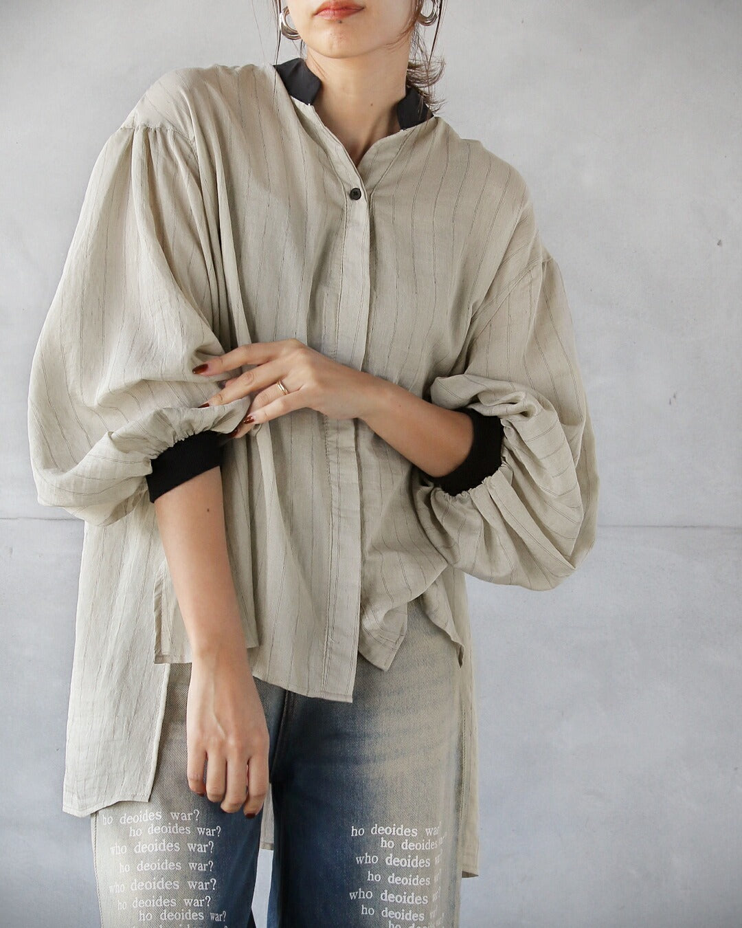 オトナ OTONA ラクなのに、こなれ見え 大人のためのゆるストライプシャツ （アイボリー） アイボリー