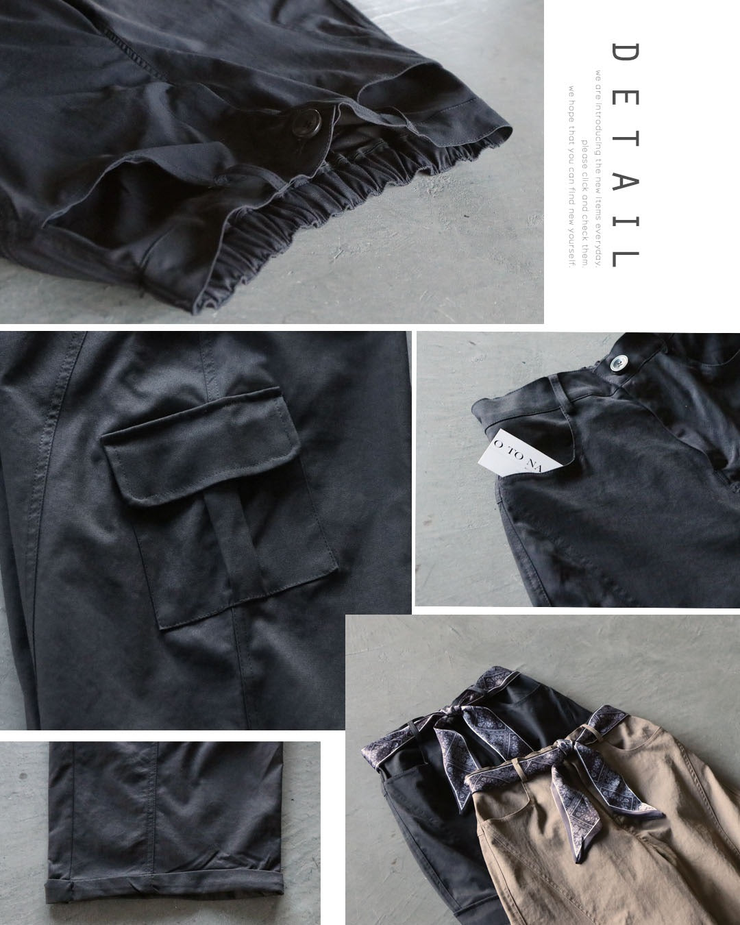 オトナ OTONA いつものカーゴがこなれ顔スカーフ付きカーゴパンツ （ブラック） ブラック