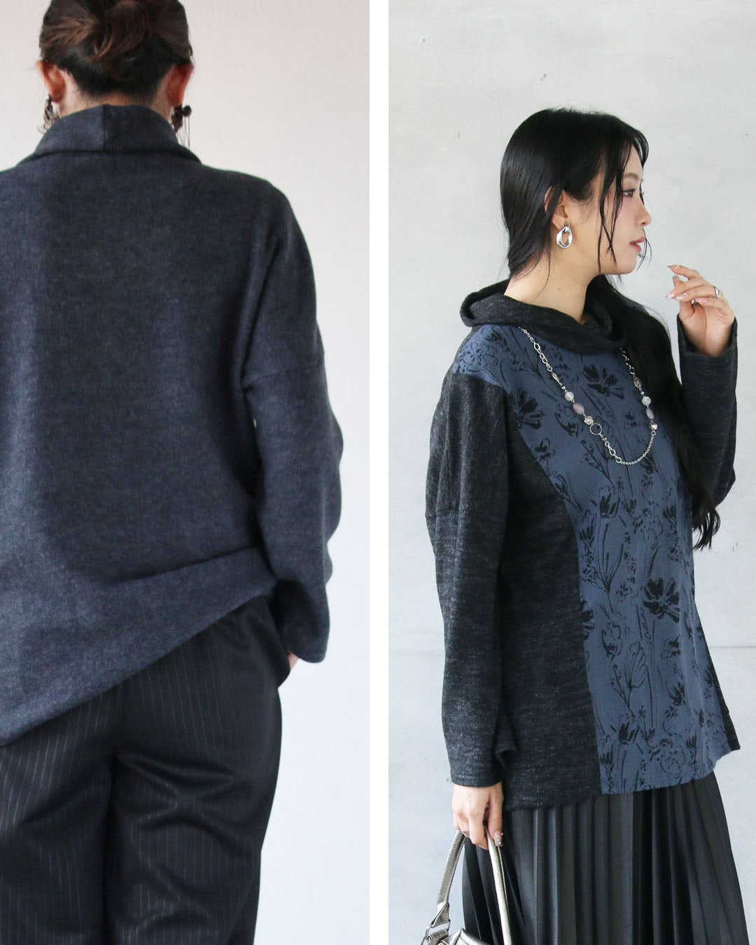 オトナ OTONA 「モード可愛い」と「細見え」が叶う 花柄モード切替トップス （ブルー） ブルー