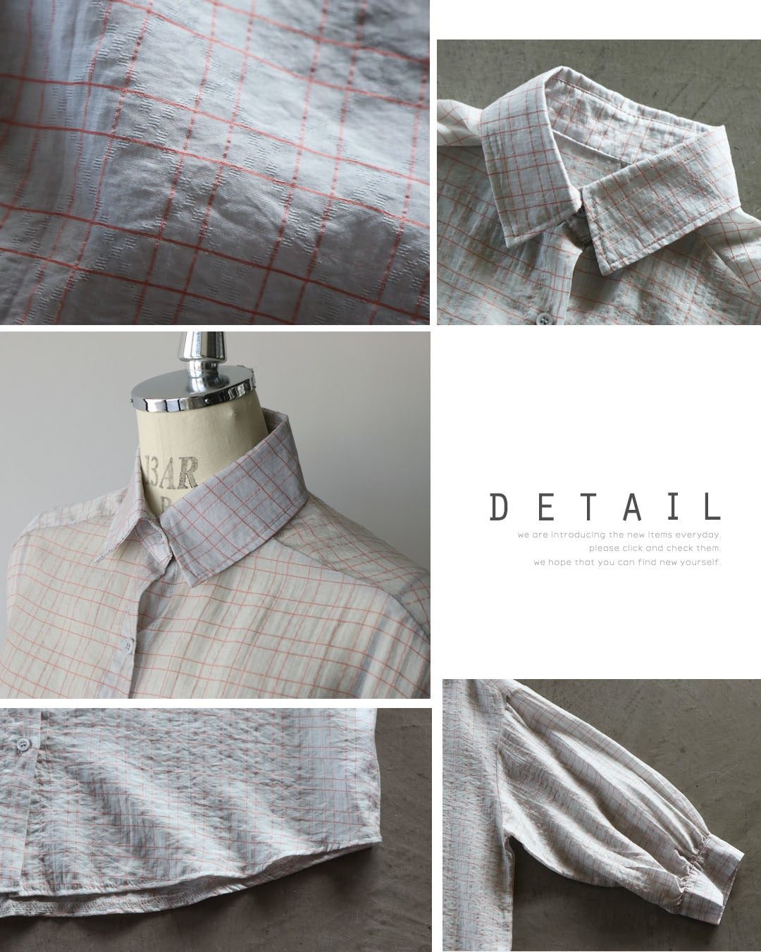 オトナ OTONA 今っぽくこなれ見え グリッドチェック柄シアーシャツ （ライトグレー） ライトグレー