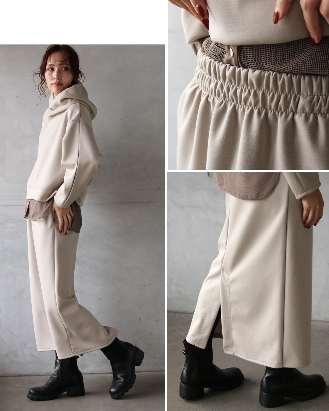 オトナ OTONA ひと工夫で差がつく、大人のパーカーセットアップ （グレージュ） グレージュ