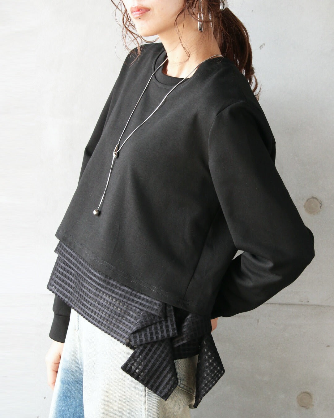 オトナ OTONA 黒に、遊びを。変形メッシュスウェット （ブラック） ブラック