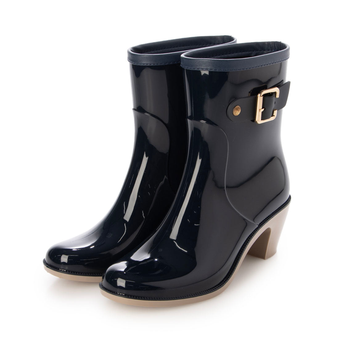 ピッティ Pitti 【WEB限定】バックルベルトレインショートブーツ （ネイビー） ネイビー