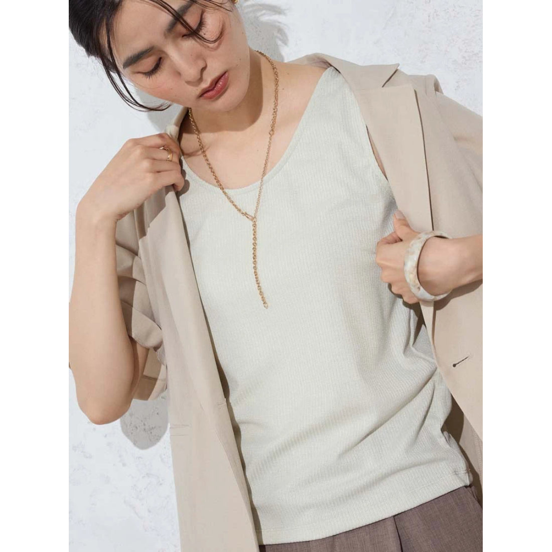 Perfect Suit Factory Round Neck Lame Tank Top