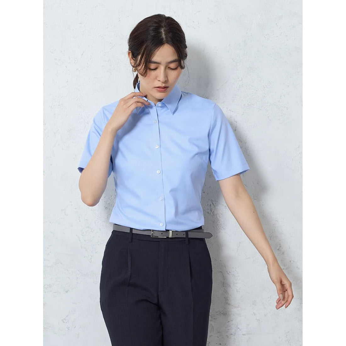 パーフェクトスーツファクトリー Perfect Suit FActory 【接触冷感】シルク混シャツ （サックス） サックス