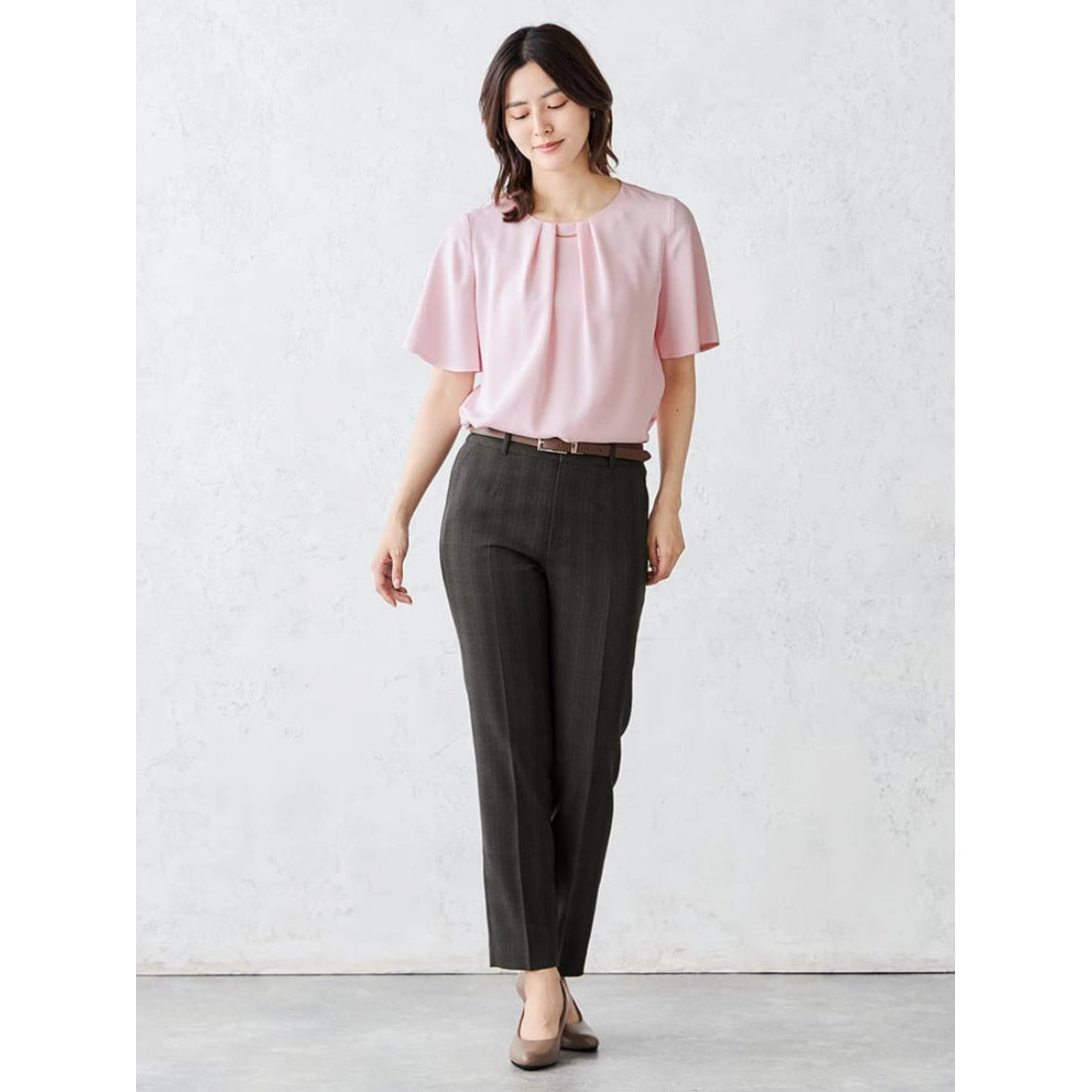 パーフェクトスーツファクトリー Perfect Suit FActory ＜ひんやり接触冷感＞バー付き デシンブラウス （ピンク） ピンク