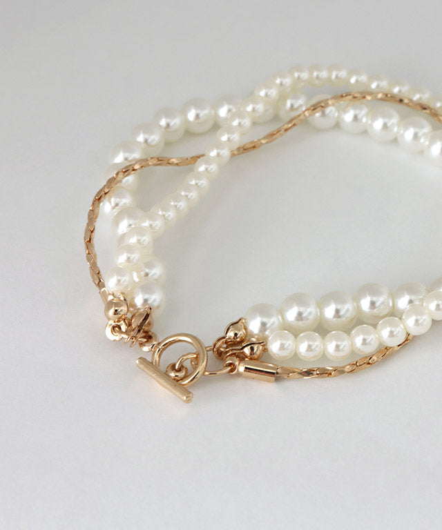 3連マンテルパールブレスレット