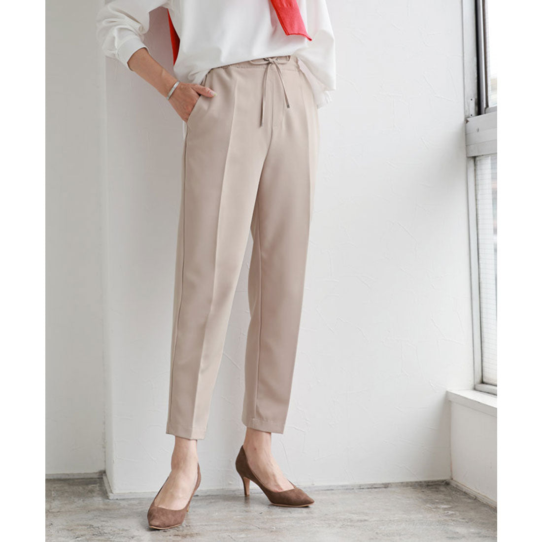 マーベラス バイ ピエロ marvelous by Pierrot  【低身長向け】ストレッチテーパードイージーパンツ