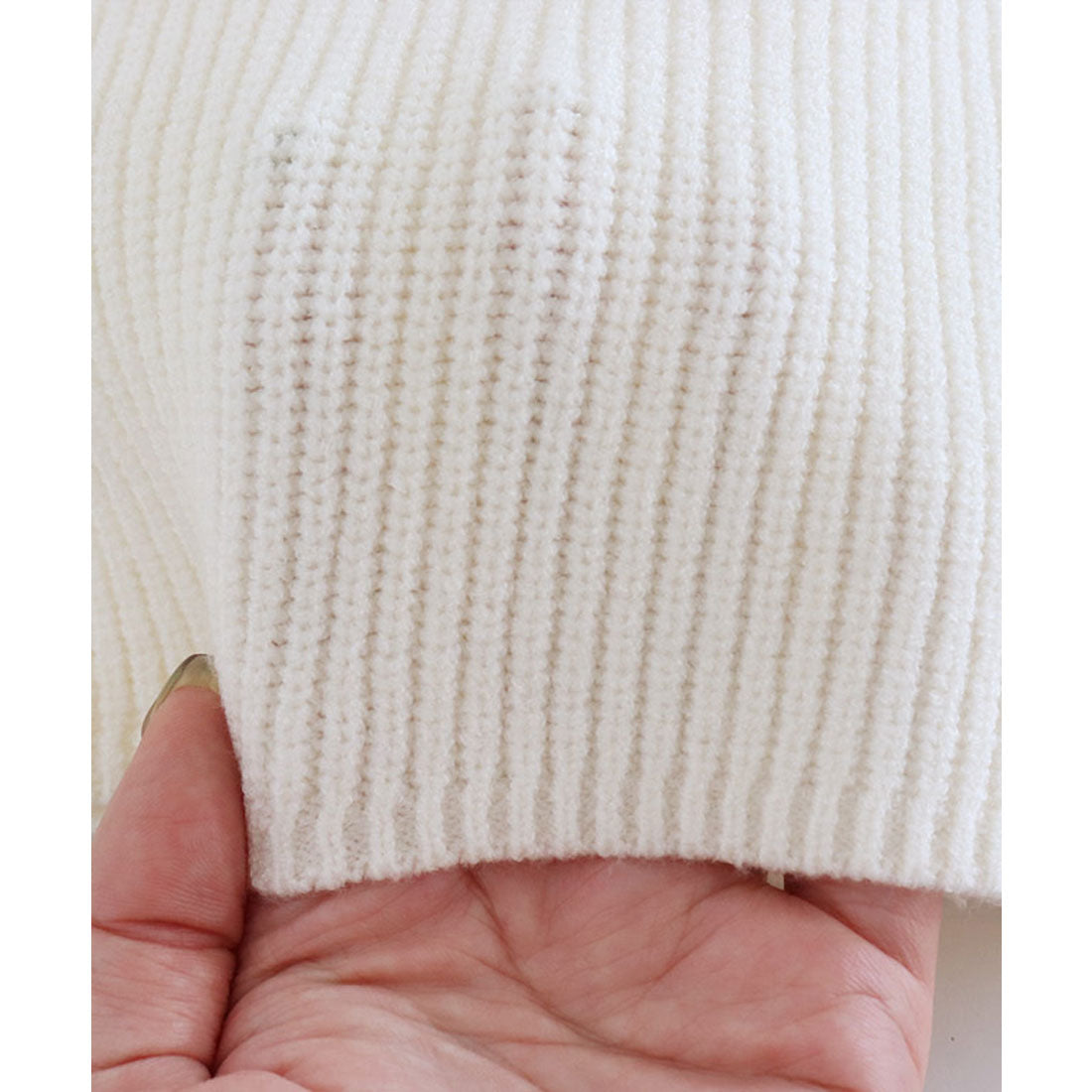 【低身長向け】パフスリーブロングニットワンピース