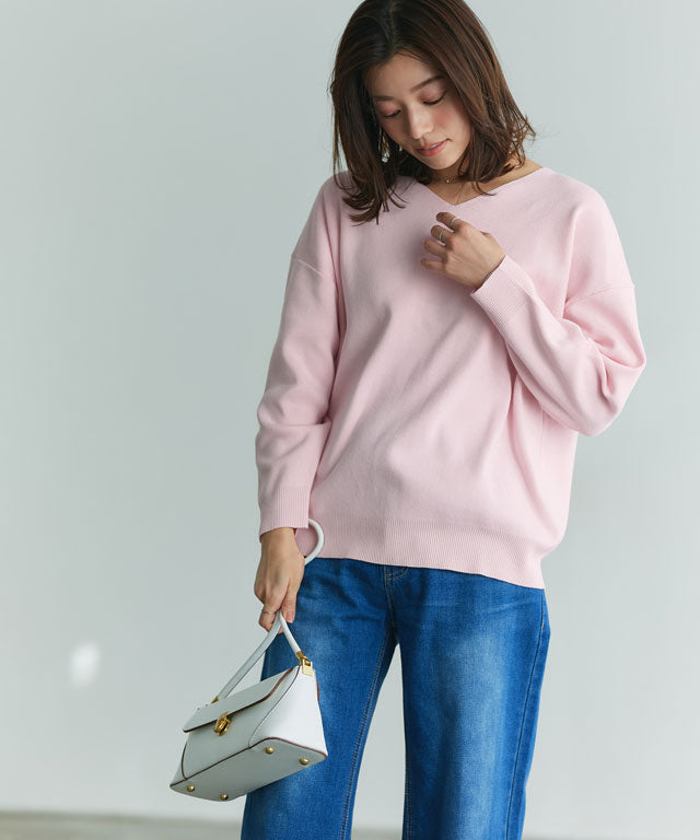Selectable Neck Multi-functional Knit Pullover [Boat Neck]