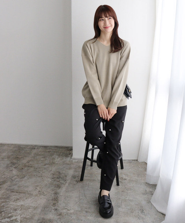 Selectable Neck Multi-functional Knit Pullover [Boat Neck]
