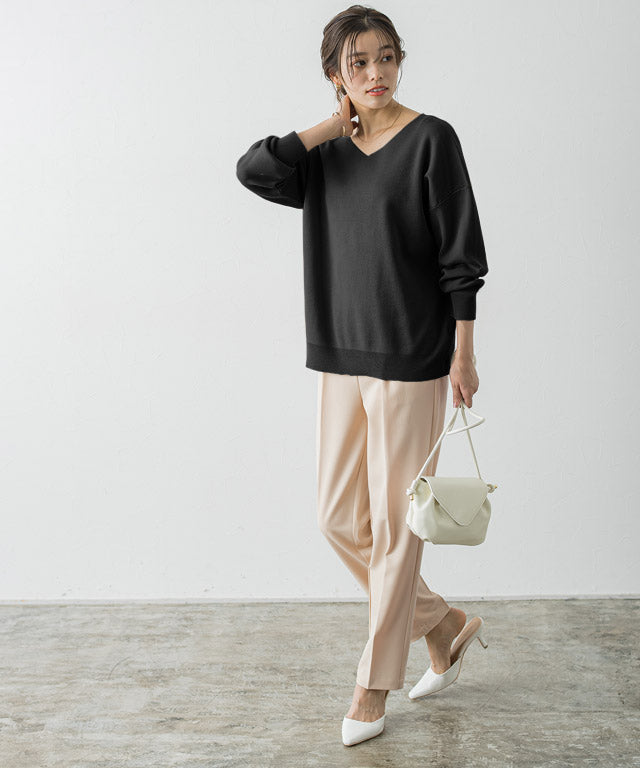Selectable Neck Multi-functional Knit Pullover [Boat Neck]