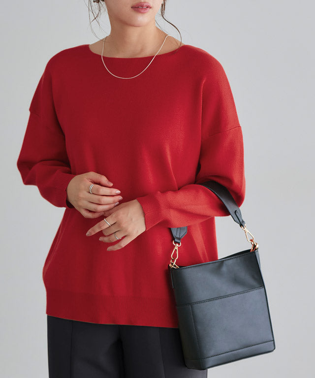 Selectable Neck Multi-functional Knit Pullover [Boat Neck]