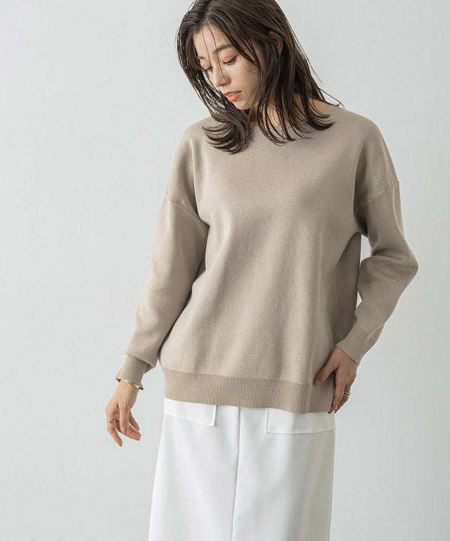 Selectable Neck Multi-functional Knit Pullover [Boat Neck]