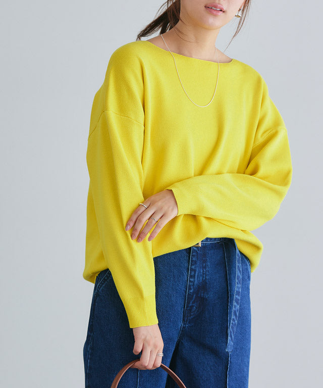 Selectable Neck Multi-functional Knit Pullover [Boat Neck]