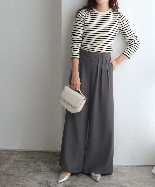 マーベラス バイ ピエロ marvelous by Pierrot 細見えタックワイドパンツ