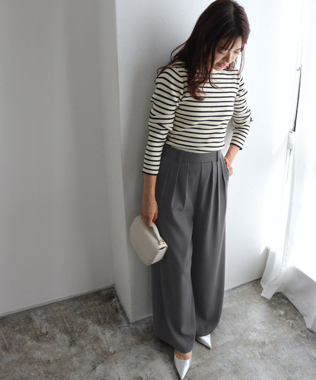 マーベラス バイ ピエロ marvelous by Pierrot 細見えタックワイドパンツ