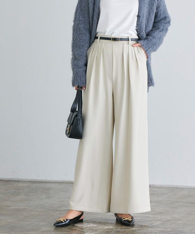 マーベラス バイ ピエロ marvelous by Pierrot 細見えタックワイドパンツ,ライトグレージュ