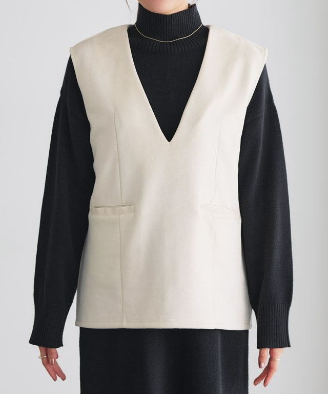 マーベラス バイ ピエロ marvelous by Pierrot スエードタッチベスト×ハイネックニットワンピースセット