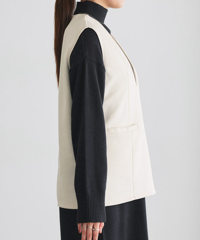 マーベラス バイ ピエロ marvelous by Pierrot スエードタッチベスト×ハイネックニットワンピースセット