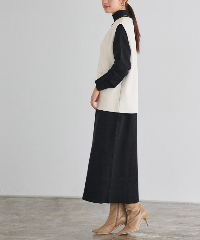 マーベラス バイ ピエロ marvelous by Pierrot スエードタッチベスト×ハイネックニットワンピースセット