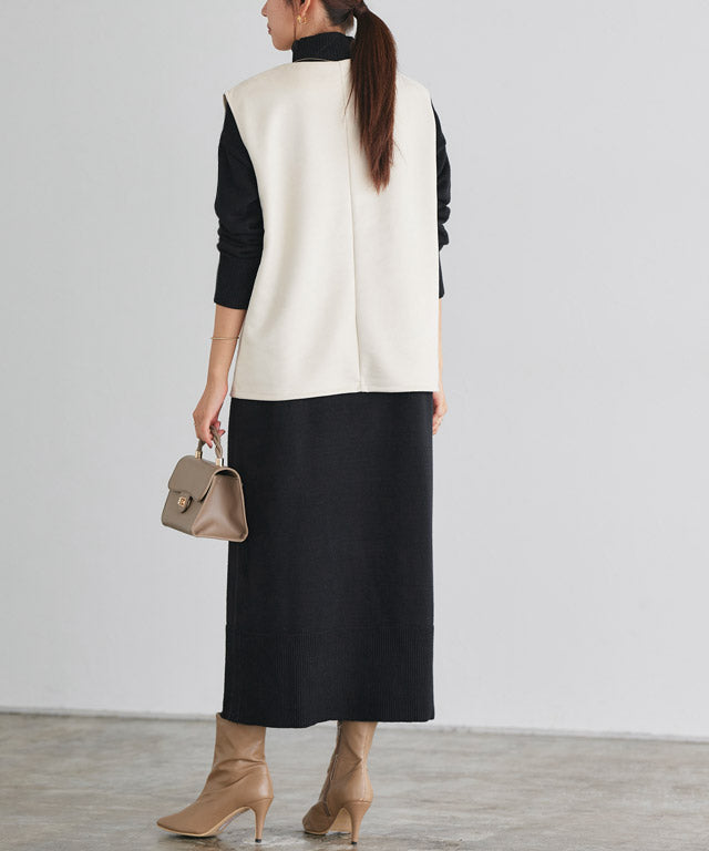 マーベラス バイ ピエロ marvelous by Pierrot スエードタッチベスト×ハイネックニットワンピースセット