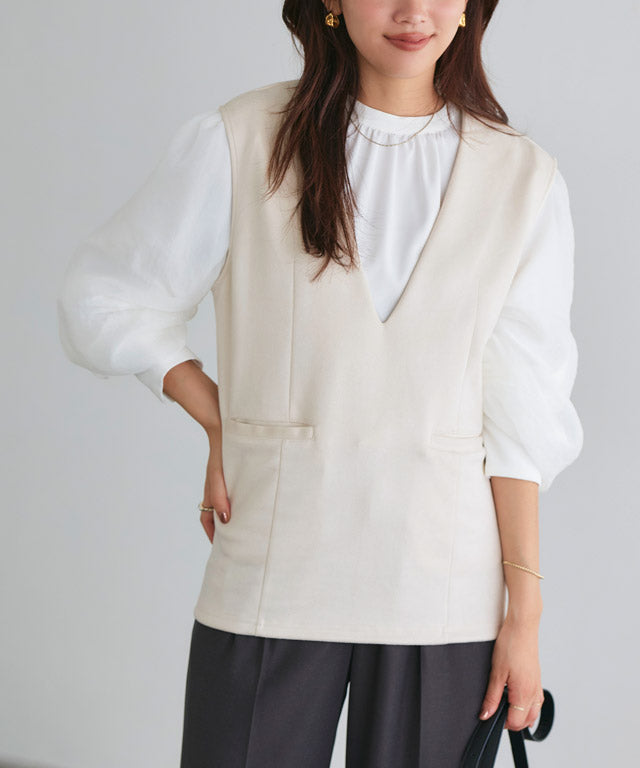 マーベラス バイ ピエロ marvelous by Pierrot スエードタッチベスト×ハイネックニットワンピースセット