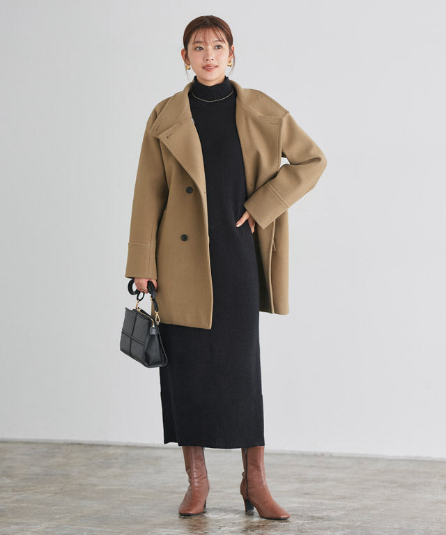 マーベラス バイ ピエロ marvelous by Pierrot スエードタッチベスト×ハイネックニットワンピースセット