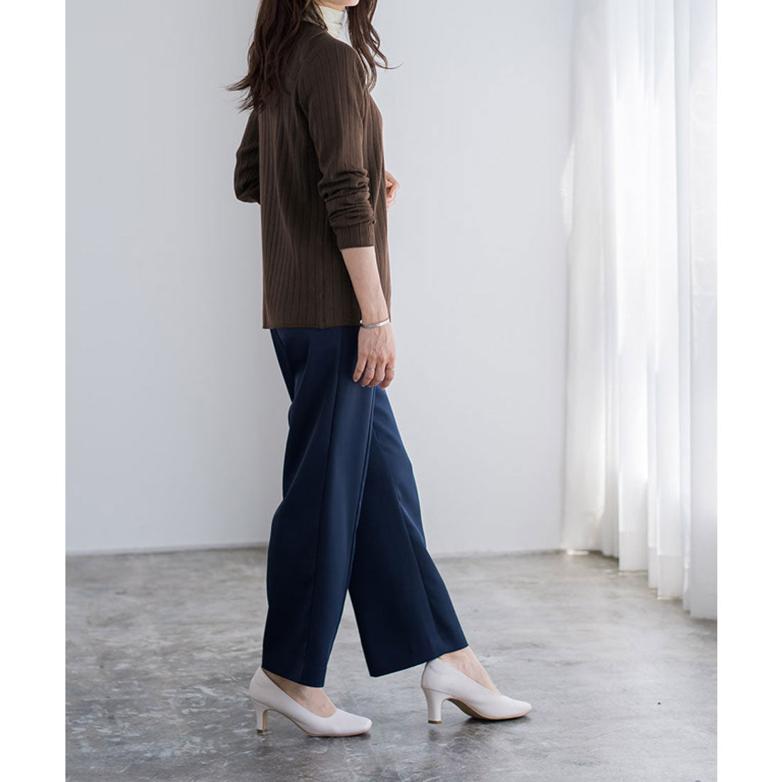 ウォッシャブルリブカーディガン （ピンクベージュ） ピンクベージュ