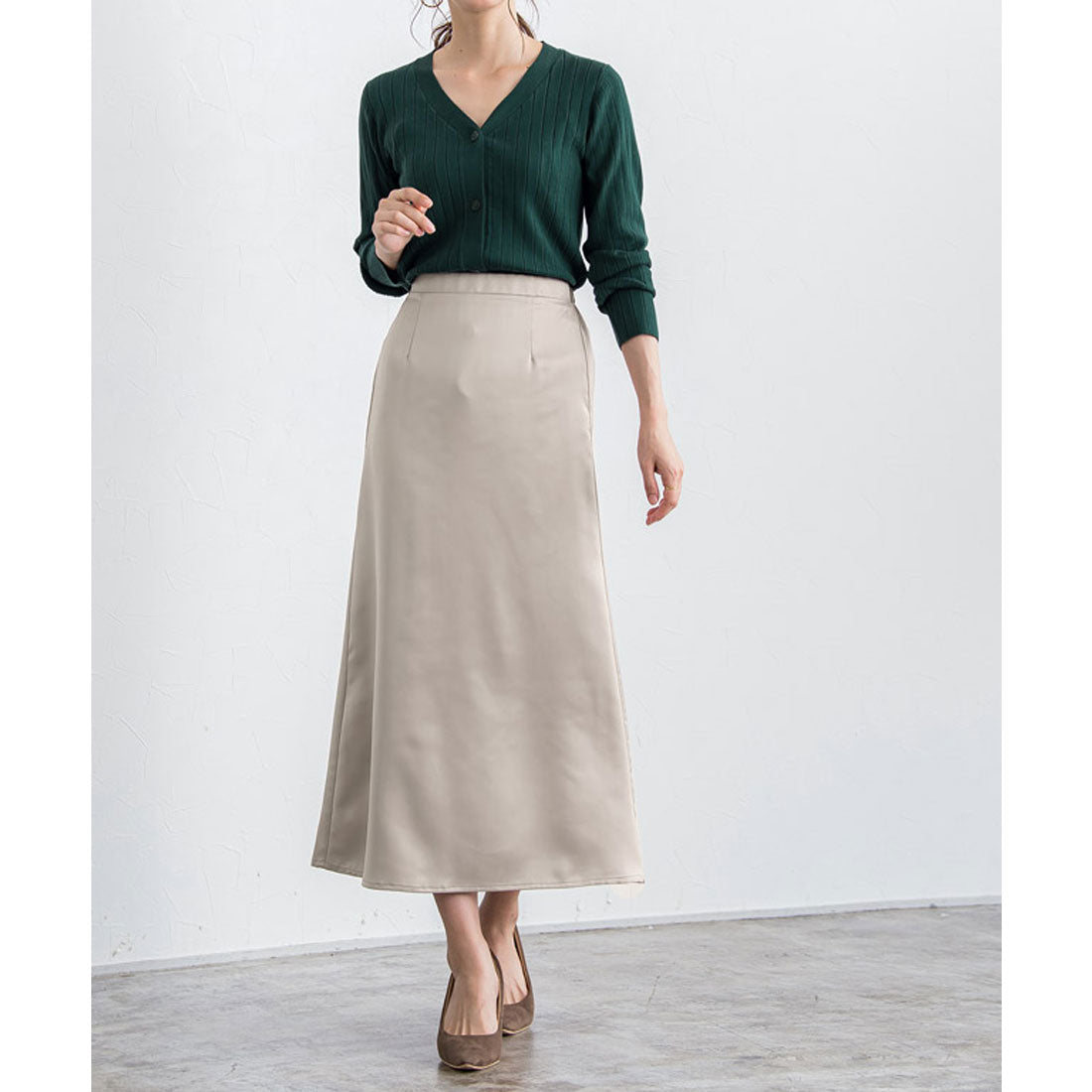 ウォッシャブルリブカーディガン （ピンクベージュ） ピンクベージュ