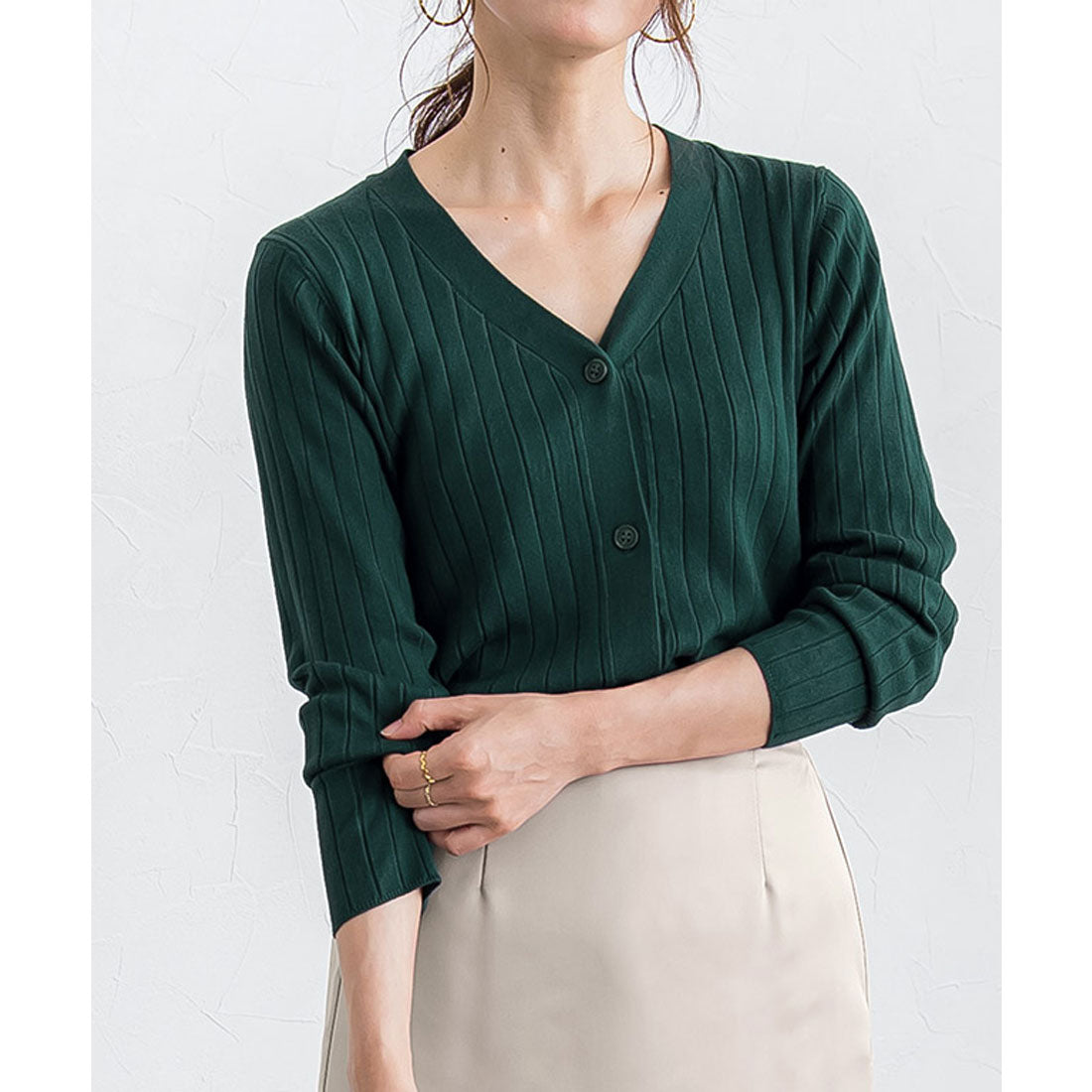 ウォッシャブルリブカーディガン （ピンクベージュ） ピンクベージュ