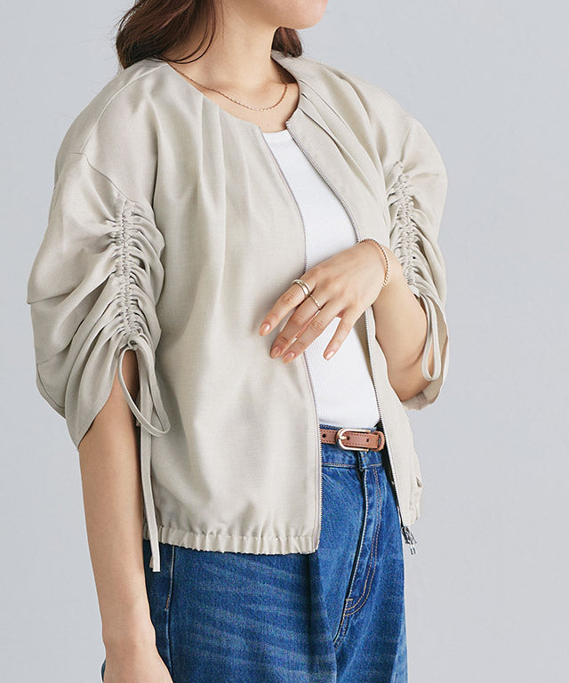 マーベラス バイ ピエロ marvelous by Pierrot リネンタッチライトブルゾン （ブラック） ブラック