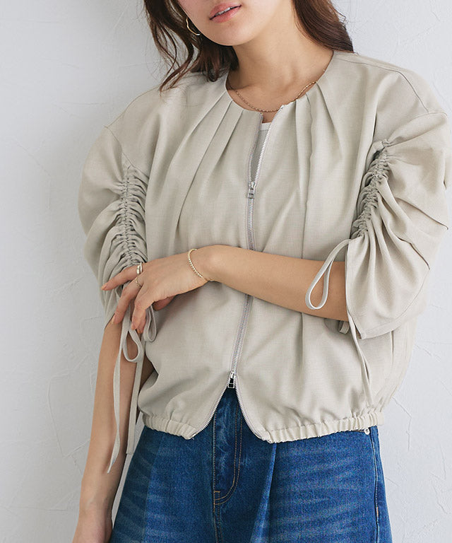 マーベラス バイ ピエロ marvelous by Pierrot リネンタッチライトブルゾン （ブラック） ブラック