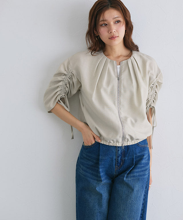 マーベラス バイ ピエロ marvelous by Pierrot リネンタッチライトブルゾン （ブラック） ブラック