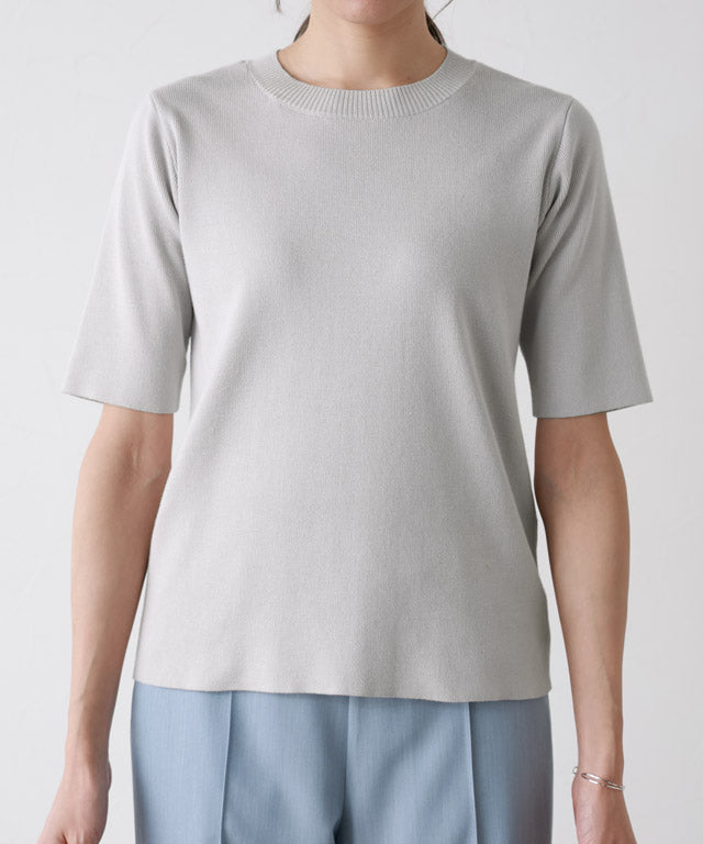 選べるネック多機能ニット5分袖トップス【スクエア】