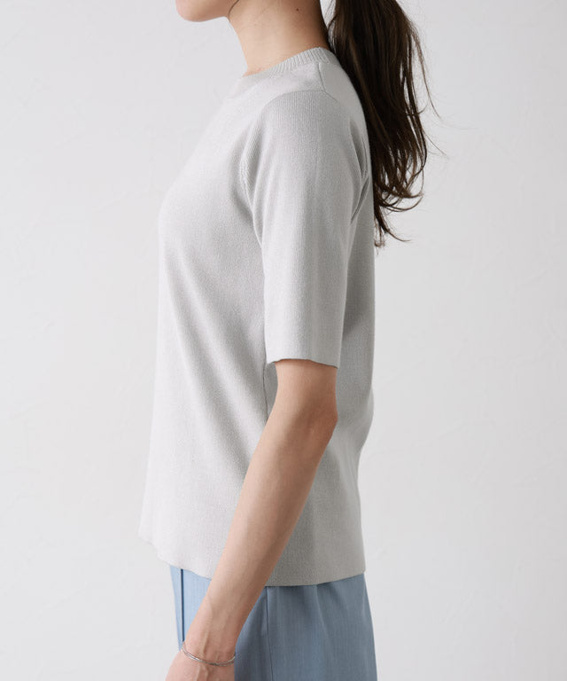 選べるネック多機能ニット5分袖トップス【スクエア】