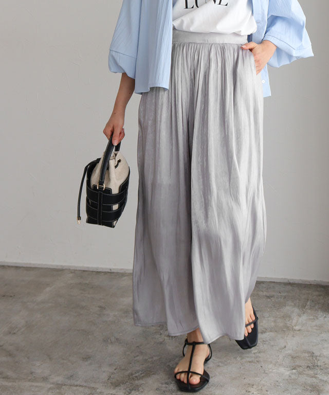 マーベラス バイ ピエロ marvelous by Pierrot シャイニーサテンワイドパンツ （ライトグレー） ライトグレー