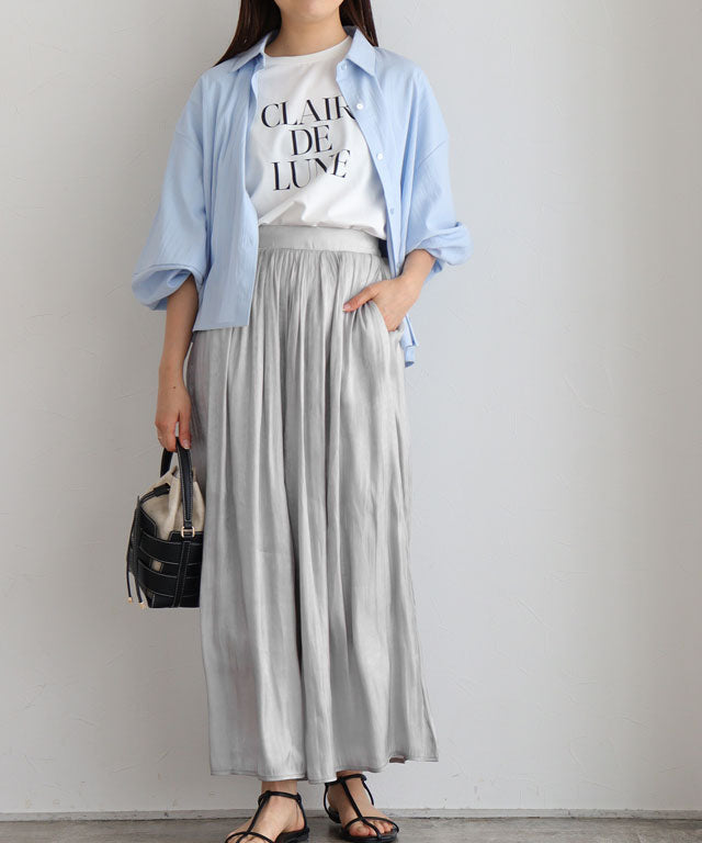 マーベラス バイ ピエロ marvelous by Pierrot シャイニーサテンワイドパンツ （ライトグレー） ライトグレー