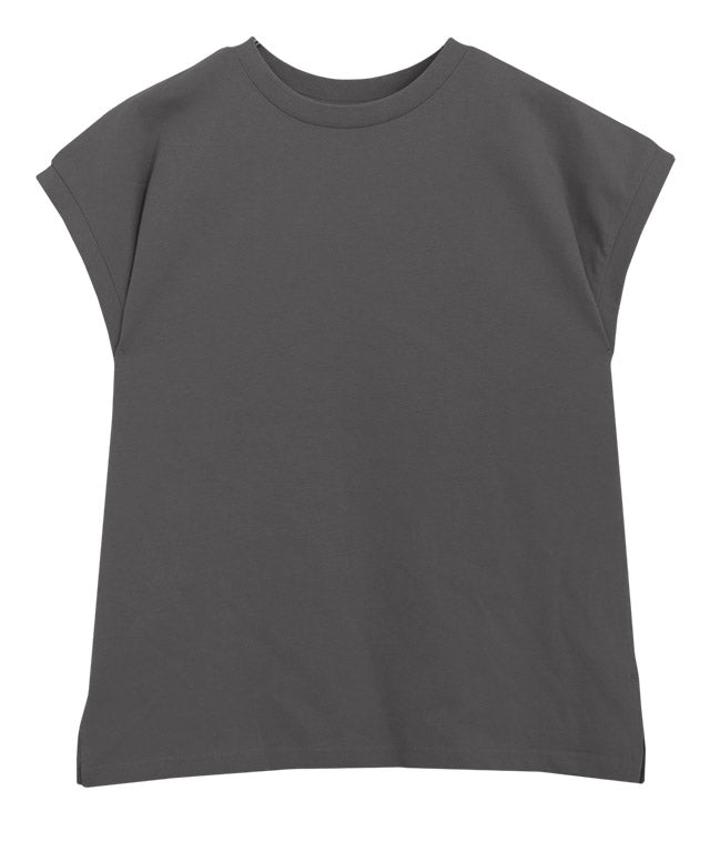 マーベラス バイ ピエロ marvelous by Pierrot ネックが選べる綿100%フレンチスリーブベーシックTシャツ【クルーネック】 （チャコール） チャコール