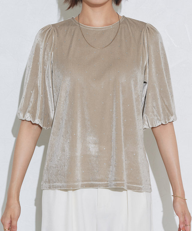 マーベラス バイ ピエロ marvelous by Pierrot ラメドットベロアトップス （ライトベージュ） ライトベージュ