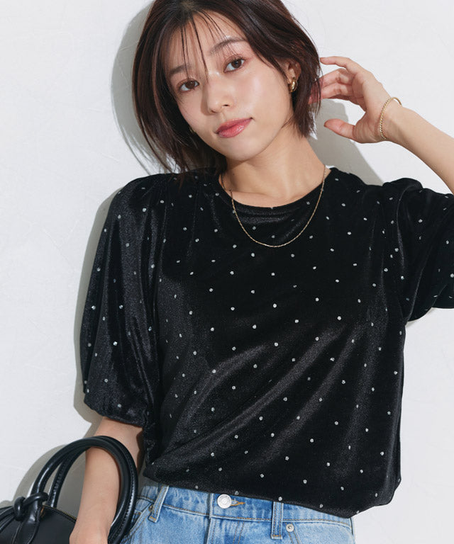 マーベラス バイ ピエロ marvelous by Pierrot ラメドットベロアトップス （ライトベージュ） ライトベージュ