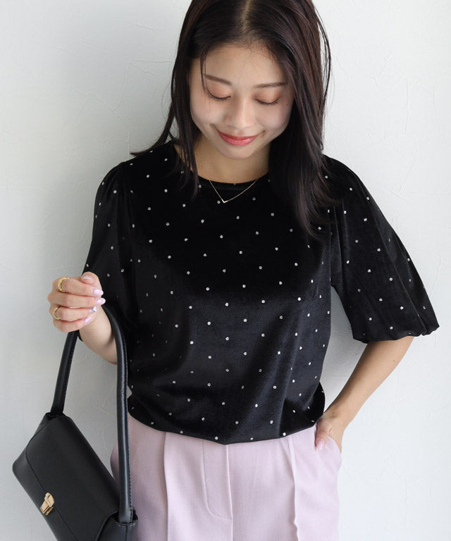 マーベラス バイ ピエロ marvelous by Pierrot ラメドットベロアトップス （ライトベージュ） ライトベージュ