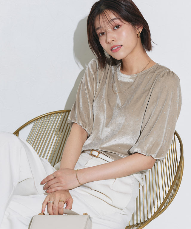 マーベラス バイ ピエロ marvelous by Pierrot ラメドットベロアトップス （ライトベージュ） ライトベージュ