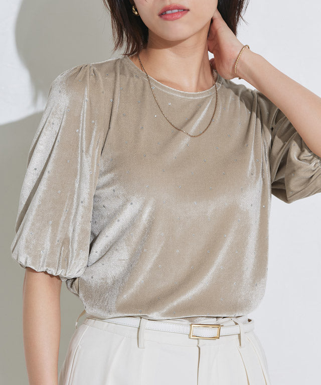 マーベラス バイ ピエロ marvelous by Pierrot ラメドットベロアトップス （ライトベージュ） ライトベージュ