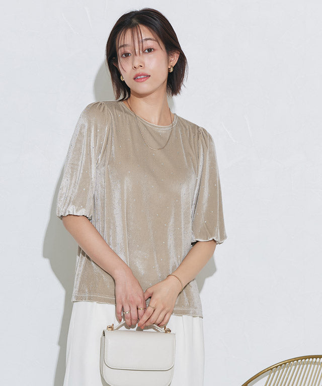 マーベラス バイ ピエロ marvelous by Pierrot ラメドットベロアトップス （ライトベージュ） ライトベージュ