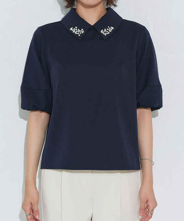 マーベラス バイ ピエロ marvelous by Pierrot ビジュー付き構築袖ブラウス （オフホワイト） オフホワイト