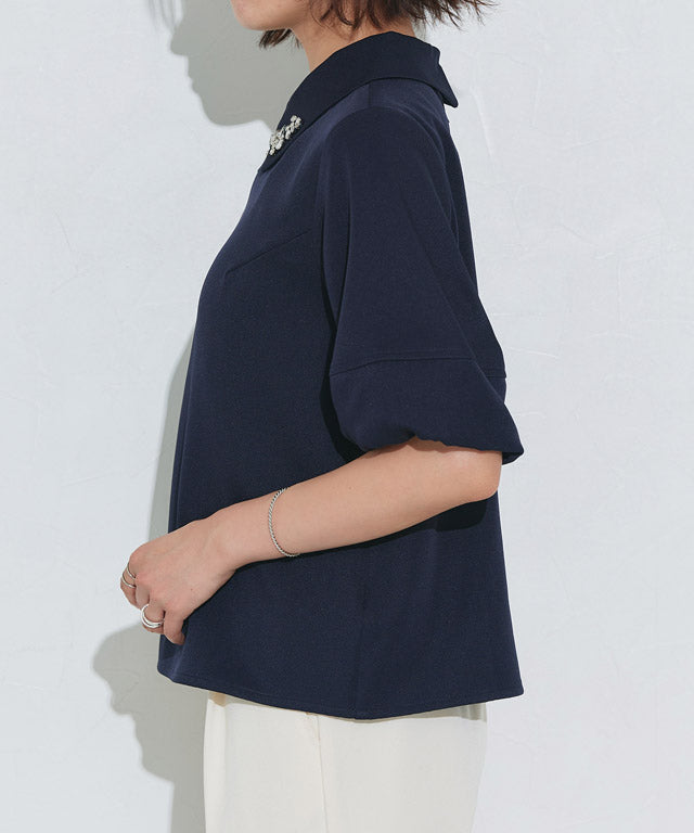 マーベラス バイ ピエロ marvelous by Pierrot ビジュー付き構築袖ブラウス （オフホワイト） オフホワイト