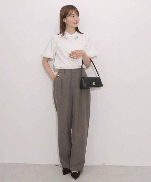 マーベラス バイ ピエロ marvelous by Pierrot ビジュー付き構築袖ブラウス （オフホワイト） オフホワイト