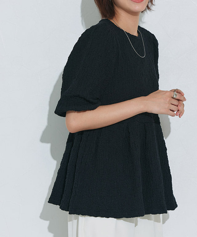 マーベラス バイ ピエロ marvelous by Pierrot ふくれジャカードウエストタックトップス （ブラック） ブラック